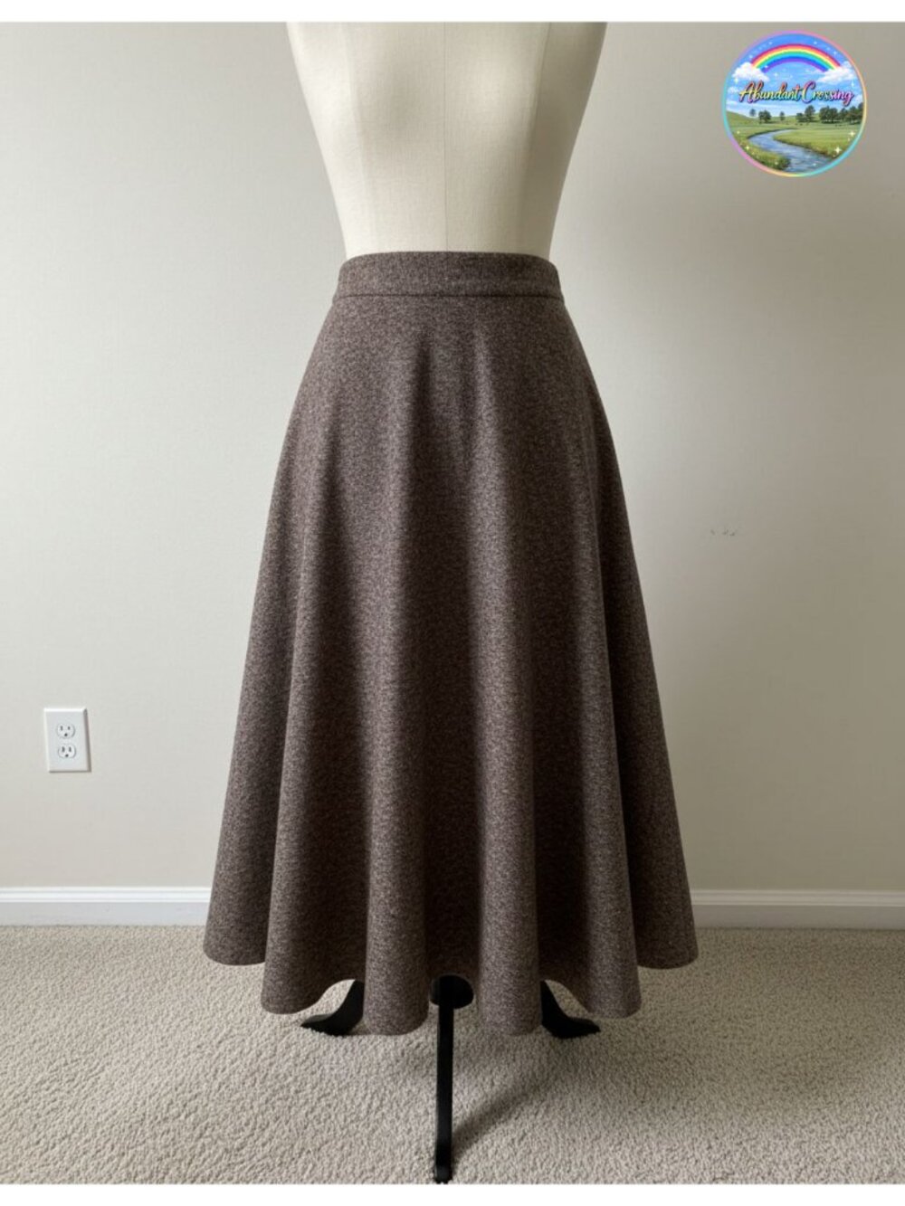 Plaid Wool A-Line Pleated Tartan Maxi Skirt Elastic Waist